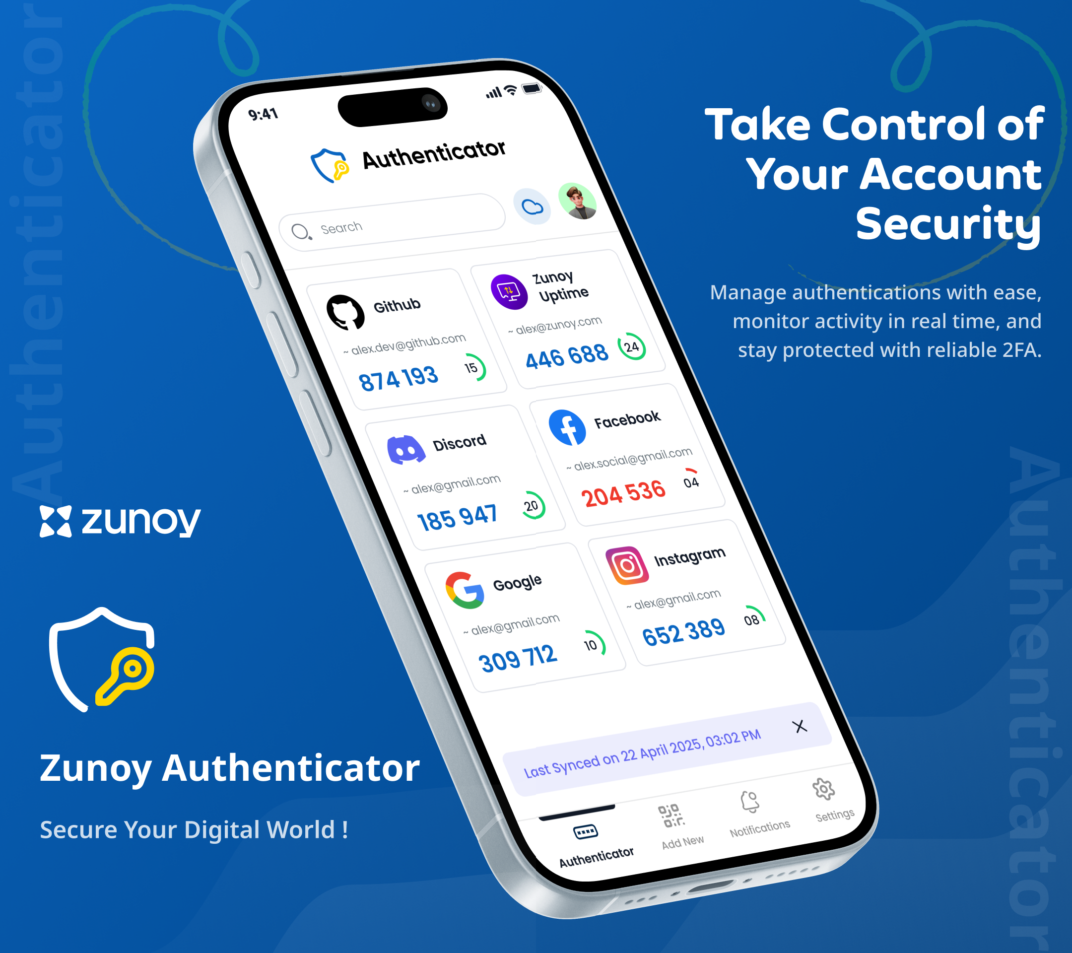 screenshot of Zunoy Authenticator